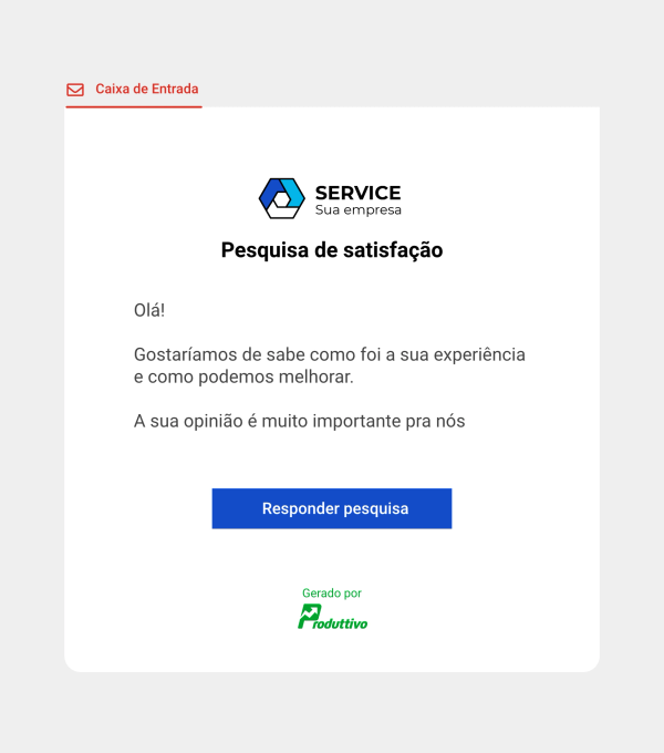 Imagem simulando o formato do email na caixa de entrada